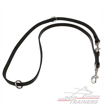 Police leather dog leash with 2 Stainless Steel Snap Hooks 