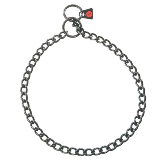 Black Stainless Steel Short Link Chain Collar with Round Chain - 2.5 mm