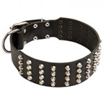 Perfect Leather Collar With Pyramids