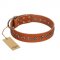 "Star Trek" FDT Artisan Tan Leather dog Collar Decorated with Stars