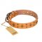 "Top-Flight" FDT Artisan Adorned Tan Leather dog Collar