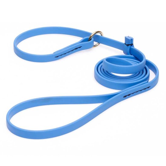 Solid Blue Biothane dog Leash and Collar Combo