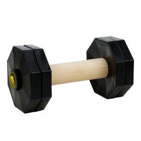 "Schutzhund Champion" Wooden Dog Training Dumbbell with Removable Plastic Weight Plates - 2 1/4 lbs (1 kg)