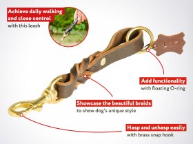 Short leather dog leash (pull tab leash)