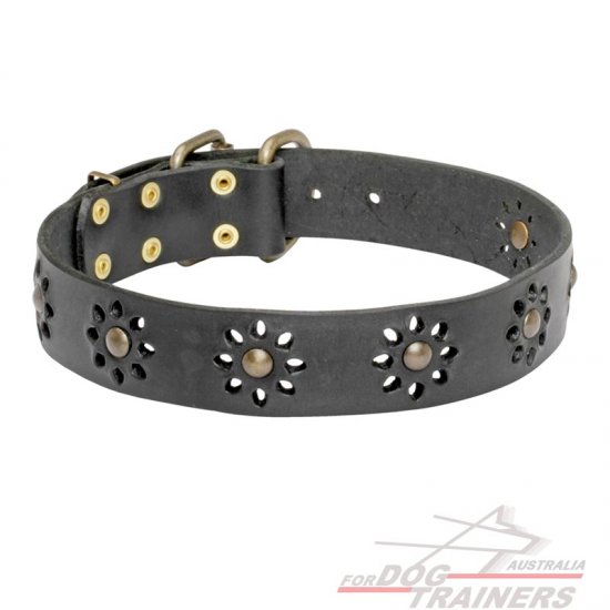 "Spring mood" Leather Dog Collar