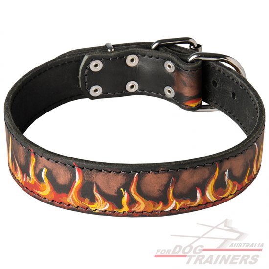 Adjustable Designer Painted Leather Dog Collar - Click Image to Close