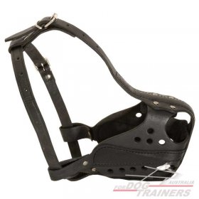 Attack/Agitation Leather Canine Muzzle for Working Dog Breeds