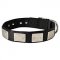 Fashionable Nylon Dog Collar with Vintage Plates