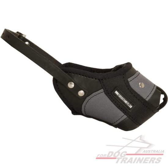Leather and Nylon Agitation Dog Muzzle for Police Dogs