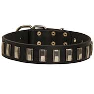 Fashionable Leather Collar with Plate Decorations