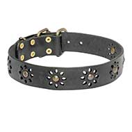 "Spring mood" Leather Dog Collar