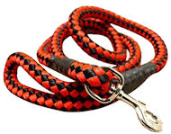 5 foot Round Nylon Leash Red/Black With Brass Snap for Cane Corso