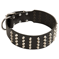 Perfect Leather Collar With Pyramids