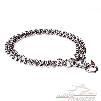 Chain dog collar of brushed stainless steel
