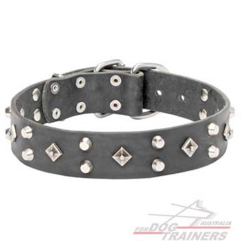 Dog-Collar-Leather-Studded-Black