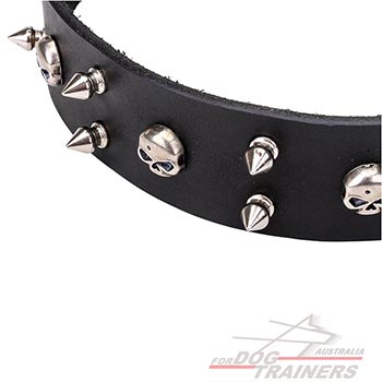 Soft black leather dog collar