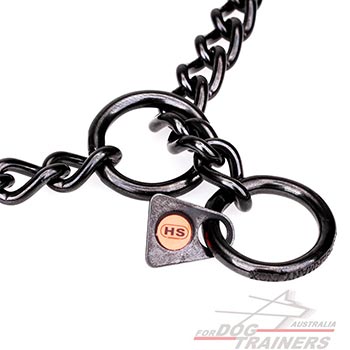 Herm Sprenger Tag on Black Choke Dog Collar