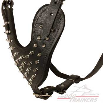 Reliable silver like spiky dog harness