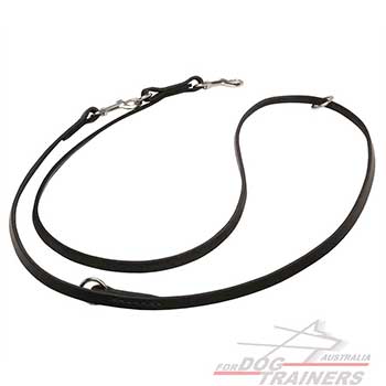 Leather Dog Leash with 2 Snap hooks and Floating Rings