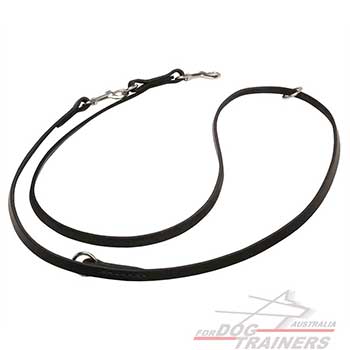 Leather Dog Leash with 2 Snap hooks and Floating Rings