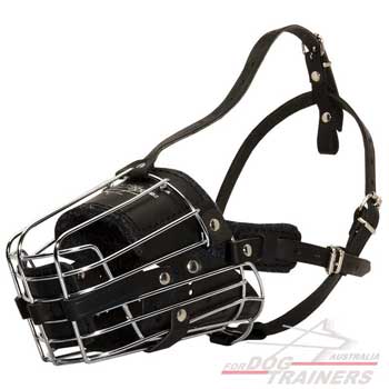 Dog muzzle leather padded metal cage for service dogs