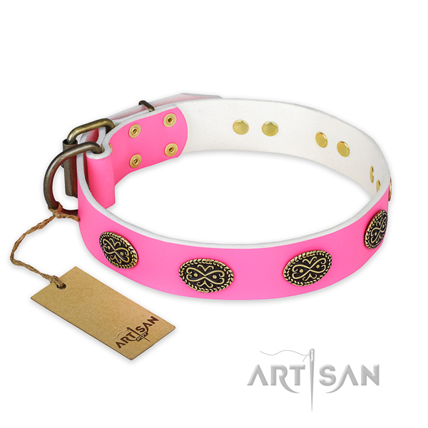 Top notch genuine leather dog collar for everyday use