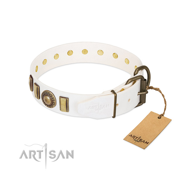 Gentle to touch full grain natural leather dog collar handmade for your pet