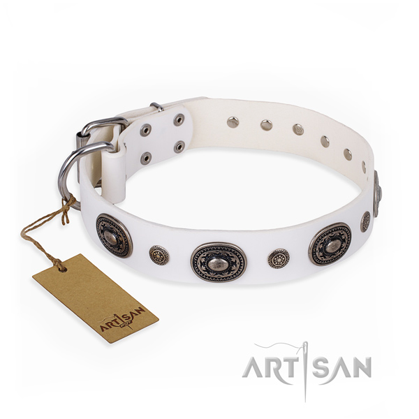Gentle to touch full grain genuine leather collar created for your doggie