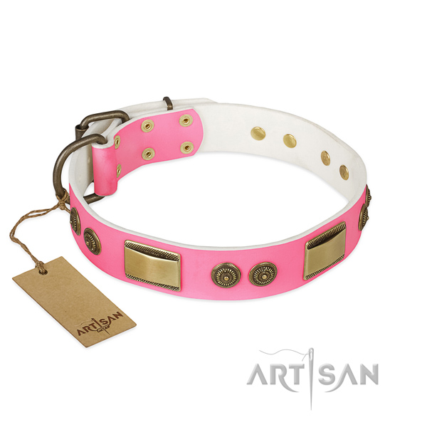 Significant natural genuine leather dog collar for everyday use