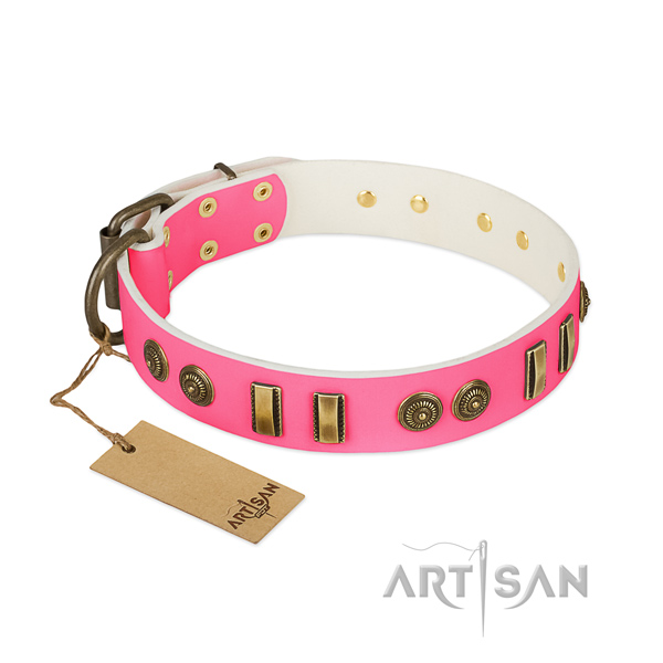 Perfect fit full grain natural leather collar for your four-legged friend