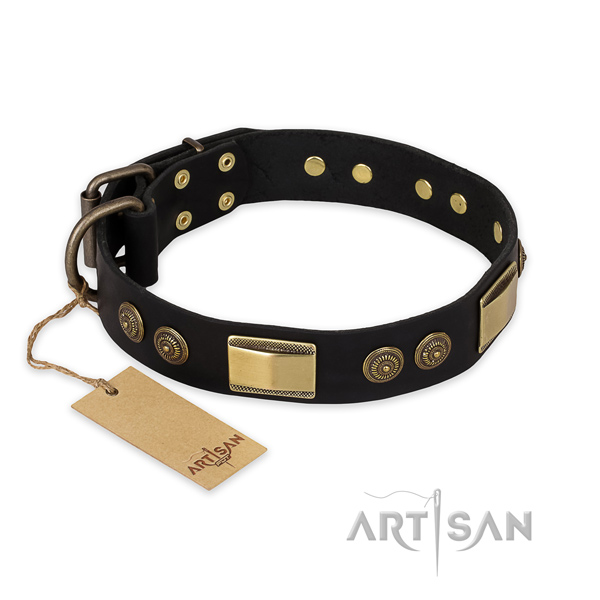 Impressive leather dog collar for handy use