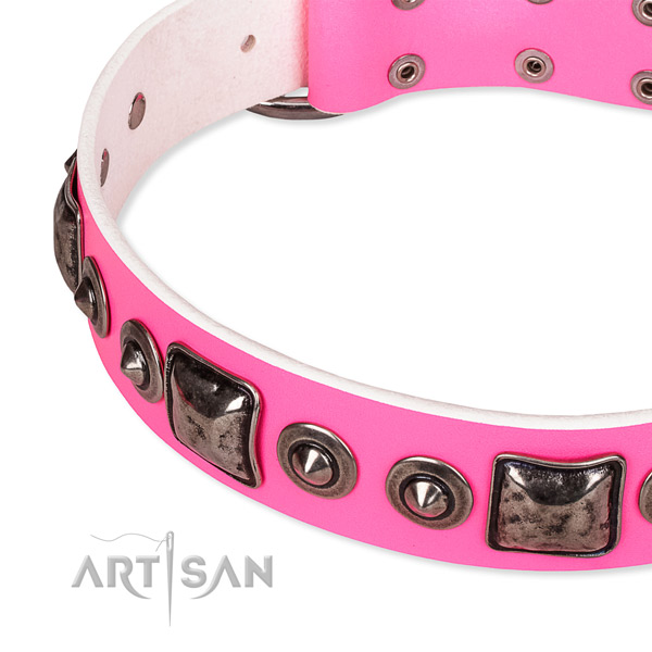 Soft leather dog collar handcrafted for your stylish dog
