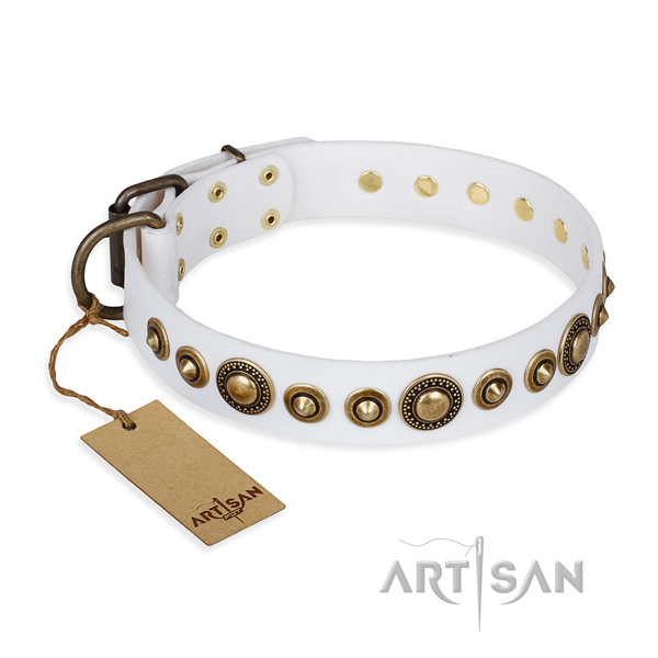 Flexible full grain natural leather collar handmade for your canine