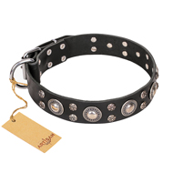 "Vintage Necklace" FDT Artisan Studded Black Leather dog Collar