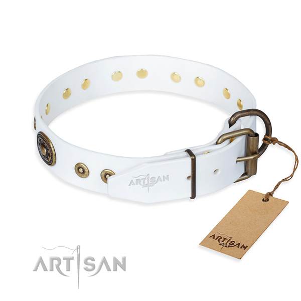 Full grain leather dog collar made of high quality material with strong embellishments