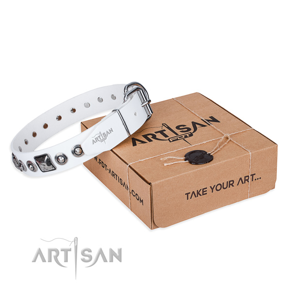 Flexible leather dog collar made for handy use