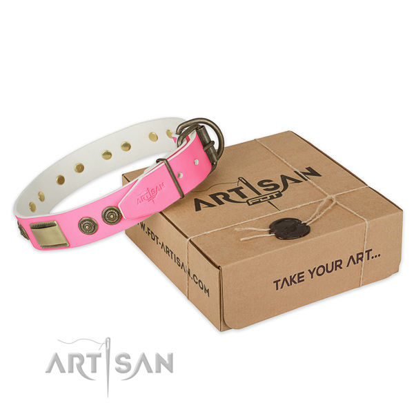 Corrosion resistant traditional buckle on dog collar for easy wearing