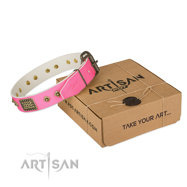 Rust-proof decorations on dog collar for comfortable wearing