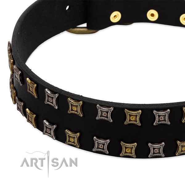 Quality full grain leather dog collar for your lovely dog